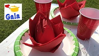 Fancy way to fold paper napkins into shape of rose flower Easy and impressive [upl. by Josey]