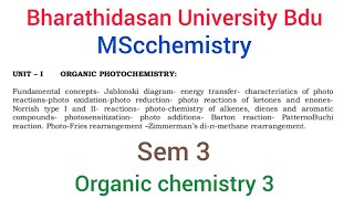 Organic photochemistry  Bdu  0rganic chemistry  MScchemistry  sem3  sspvthiruvalluvaruniverse [upl. by Georgia]