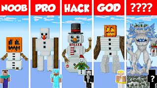 Minecraft SNOW GOLEM HOUSE BUILD CHALLENGE  NOOB vs PRO vs HACKER vs GOD  Animation [upl. by Melan]