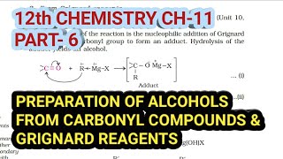 12th Chemistry Ch11Part6Prep of alcohols from Carbonyl compamp Grignard reagentStudy with Farru [upl. by Utir]