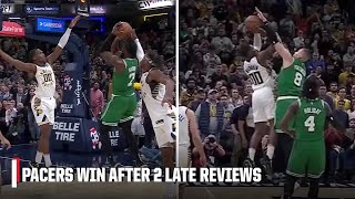 Pacers edge Celtics after reviewfilled final seconds  NBA on ESPN [upl. by Akenom]