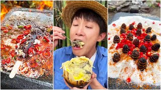 Outdoor StoneBaked Spicy Ice Cream Chinese Mountain Forest Life And Food MoTiktok Fyp [upl. by Hanaj81]