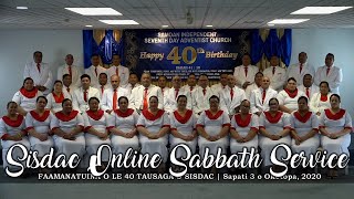 SISDAC Worldwide  Online Sabbath Service 03rd October 2020  Pastor Willie Papu [upl. by Yruj153]