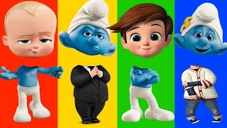 Wrong Heads Boss Baby Smurfs Learn Colors amp Finger Family Nursery By IBaby [upl. by Auqeenahs]