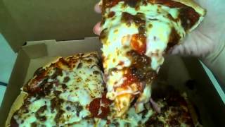 Godfathers Pizza Review Three Meat Large Pizza [upl. by Woodson783]