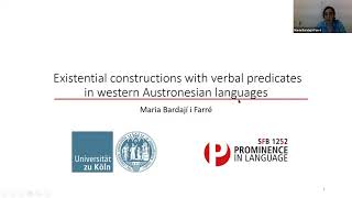 Maria Bardají i Farré quotExistential constructions with verbal predicates in western Austronesianquot [upl. by Eastman246]