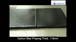 SONOTEC CARBON FIBER PREPREG is cut with Ultra Sonic Cutter English [upl. by Aonian657]