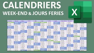 Calendrier Excel avec WeekEnd et jours fériés [upl. by Byrann852]