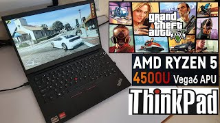 Lenovo Thinkpad E14 Gaming test GTA 5Ryzen 5 4500u Vega 6 graphics GTA 5 gameplay and Benchmarks [upl. by Olinad]