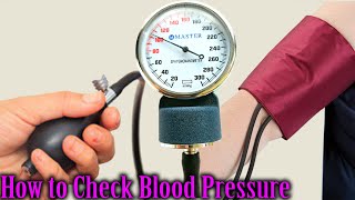 How to easily check blood pressure BP with sphygmomanometer at home [upl. by Ditmore]