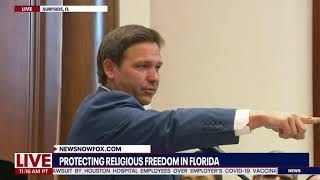 Ron DeSantis 2024 Protester disrupts Florida governors speech [upl. by Ahsitak]