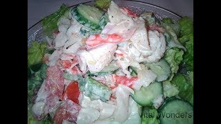 Delicious amp Easy SURIMI Imitation CRAB GARDEN SALAD Recipe  StepbyStep Directions [upl. by Nimaynib997]