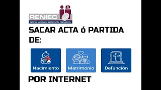 Acta o Partida de Nacimiento Matrimonio Defunción RENIEC rapido y facil [upl. by Crooks]