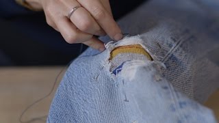 How to Repair Jeans with a Fabric Patch  Levi’s [upl. by Hanni]