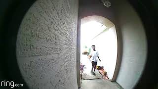 Caught on Ring Doorbell  Kid Trying to Steal Ring Doorbell [upl. by Deroo294]