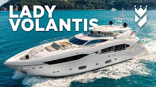 Walk through this beautiful Sunseeker 115 for charter quotLADY VOLANTISquot [upl. by Eneles401]