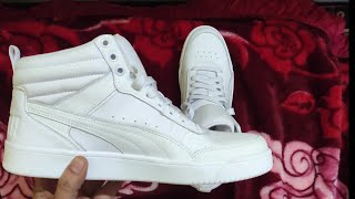 Puma Rebound Street V2 Leather White Mid Top Sneakers [upl. by Atilahs]