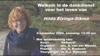 Afscheidsdienst Hilda ElzingaSikma [upl. by Ahsiel]