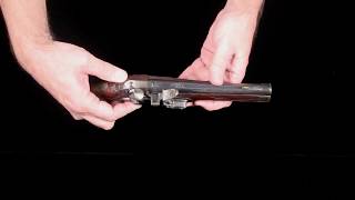 OverUnder Double Barrel Flintlock Pistol With Sliding Fire Pan [upl. by Lyudmila107]