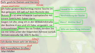 Brief schreiben DTZ A2B1 Schreiben Sie an das Fundbüro [upl. by Aerbas]