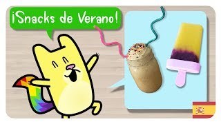 DIY 🍓4 RECETAS de VERANO para la FAMILIA  SNACKS🍦HELADOS FRUTA BATIDOS  Gato Rainbow amp Gata Moon [upl. by Nylarad541]