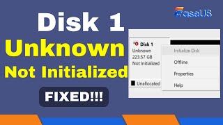 How to Fix Disk 1 Unknown Not Initialized Issue Solved [upl. by Percy333]