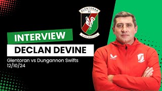 Post Match Interview  Glentoran 20 Dungannon Swifts  Declan Devine [upl. by Eijneb254]