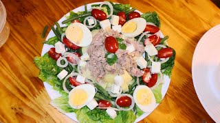 Recette 38 Salade nicoise 🥗 سلطة نيسواز الغنية مع الصلصة احسن من المطاعم [upl. by Sellig]