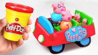 Create Play Doh Car for Peppa Pig Family  Learn Colors  Preschool Toddler Toy Learning Video [upl. by Bordie850]