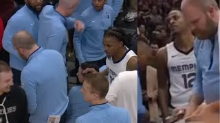 JA MORANT TO COACH quotIM GOING FOR GAME WINNER HELL NOquot GETS ANNOYED FOR TIMEOUT [upl. by Annekcm]