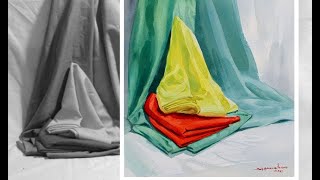 How To Draw Drapery in Watercolor  How To Paint Folds In Clothes  Watercolor Demo Shahanoor Mamun [upl. by Henrie]