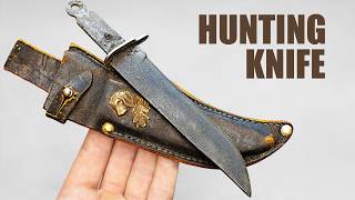 Old Vintage Broken Hunting Knife Restoration Black Marble handle [upl. by Hardman733]