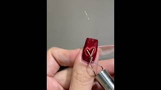 Easy Heart Cat Eye Nails  Valentine’s Day Nails [upl. by Eiramrebma175]