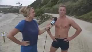 Awkward Scene reporter falls in love with badass australian bro during interview [upl. by Hterrag]