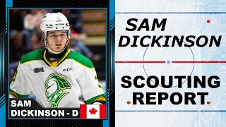 SAM DICKINSON Scouting Report  2024 NHL Draft [upl. by Aeriela]