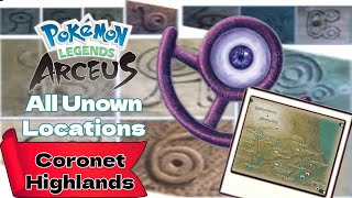 All Unown Locations Coronet Highlands  Pokémon Legends Arceus [upl. by Isaiah]