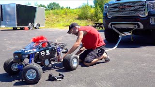 43HP RC w RED MOHAWK pulls 4 TON of HD TRUCK  Primal RC  12S  RC ADVENTURES [upl. by Munmro]