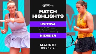 Petra Kvitova vs Jule Niemeier  2023 Madrid Round 2  WTA Match Highlights [upl. by Jemina]