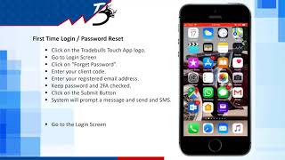 Tradebulls Touch Trading mobile app First Time Login and Password Reset demo [upl. by Zakaria93]