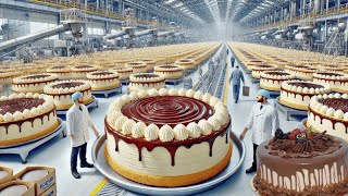 How Millions of Cakes Are Made in a Factory  Automatic Cakes Factory Process [upl. by Nahgrom]