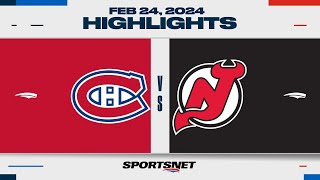 NHL Highlights  Canadiens vs Devils  February 24 2024 [upl. by Ecilahs]