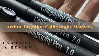 UNBOXING amp REVIEW  Artline Ergoline Calligraphy Markers Calligraphy Pen Under 200 Rupees [upl. by Eelsel]