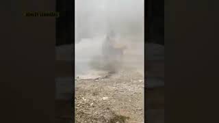 2nd video of a man near thermal feature in Yellowstone National Park [upl. by Ordnaxela657]