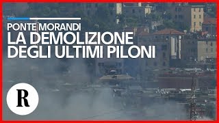 Ponte Morandi la demolizione degli ultimi piloni [upl. by Alesram]