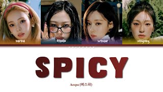 INDOSUB  aespa  spicy  Lyrics Video Color Coded [upl. by Ahsekel]