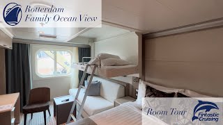 Holland America Rotterdam Family Ocean View Room Tour [upl. by Newberry]