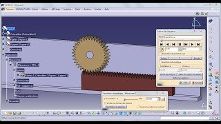 Pignon Crémaillère partie Simulation Animation avec CATIA V5 part DMU Kinematics rack and pinion [upl. by Dayna]