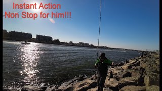 My 1ST Trip Fishing Manasquan Inlet New Jersey [upl. by Atires317]