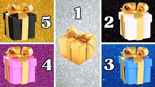 Elige un Regalo de 5 🎁😍🌈👑  Adivinanzas de Regalos  Cajas Misteriosas 🎉  Reto Resuelto 👑 [upl. by Nesbitt766]