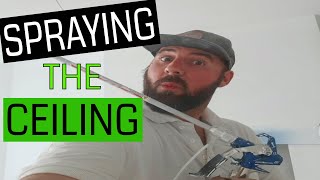 Painting a Ceiling With a Sprayer  Tikkurila Anti Reflex 2 Mist coat [upl. by Ozneral]